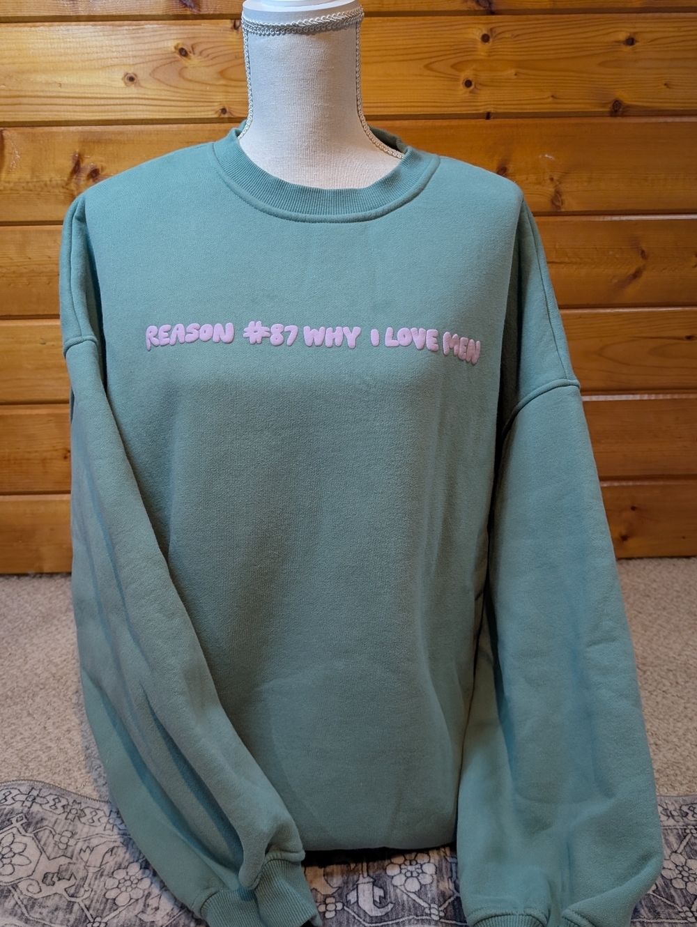 Strawberry Milk Mob Soft Green Graphic Crewneck Sweatshirt with Purple Lettering